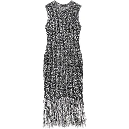 Fringed knit midi dress