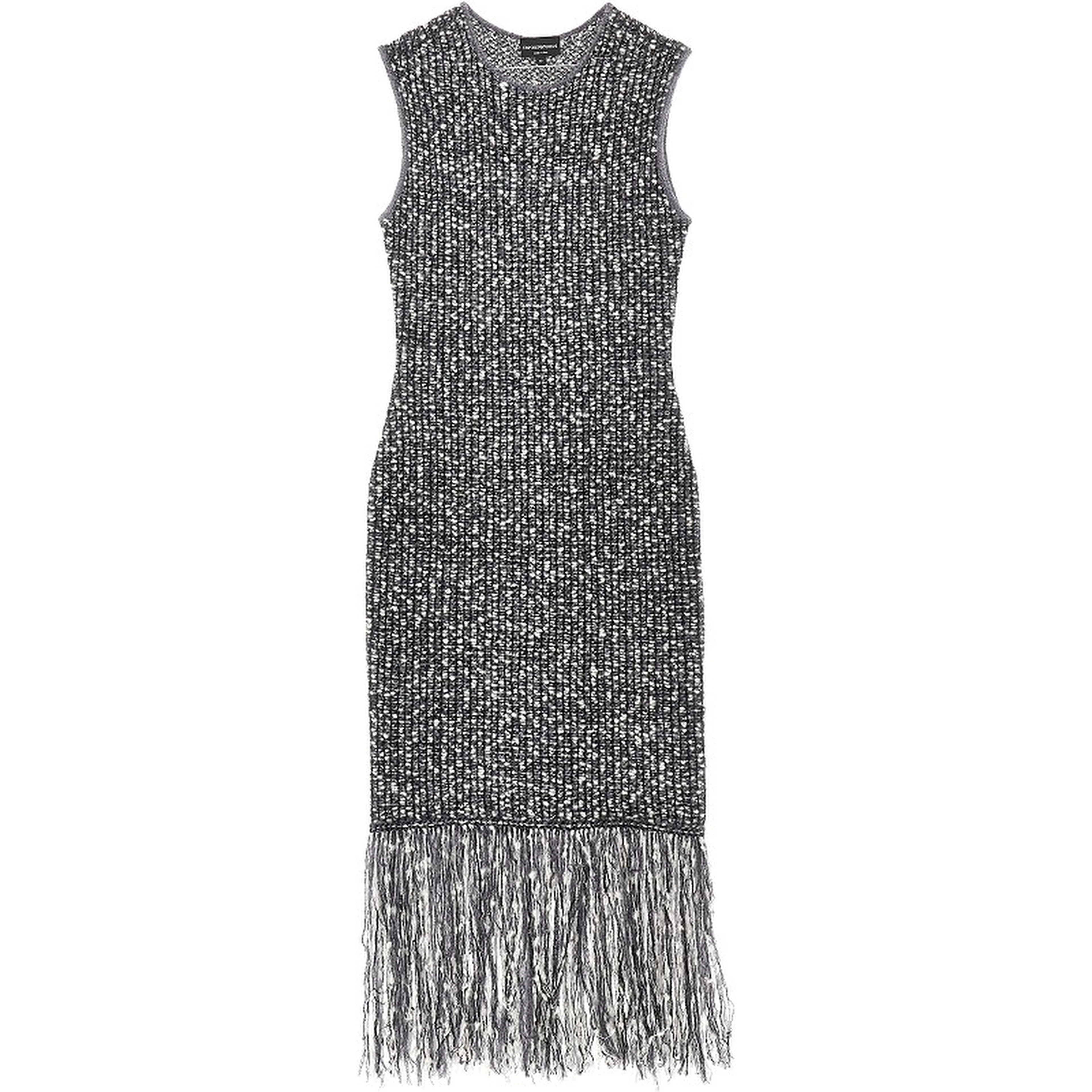 Fringed knit midi dress
