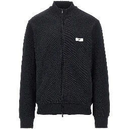 Piquet jersey full-zip sweatshirt