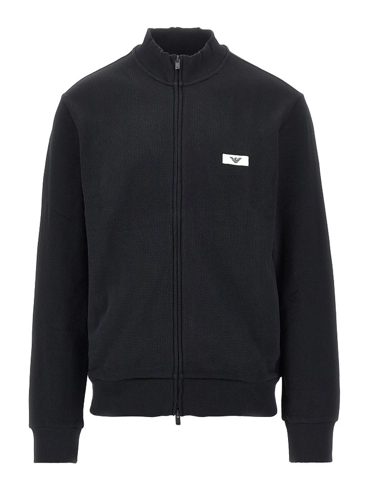 Piquet jersey full-zip sweatshirt