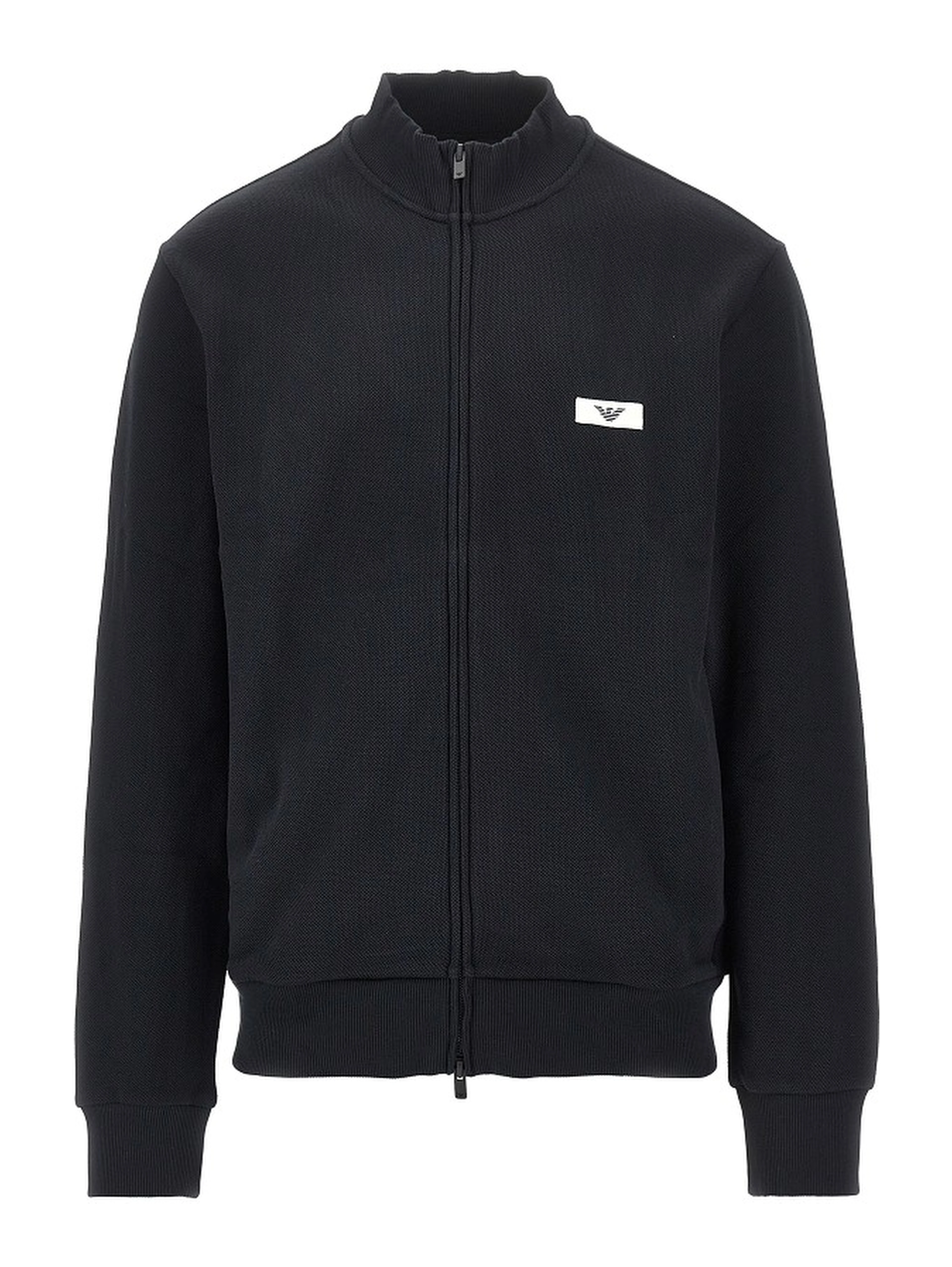 Piquet jersey full-zip sweatshirt