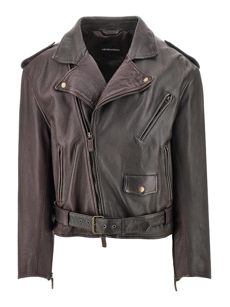 Leather biker jacket