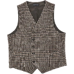 Houndstooth wool-blend vest