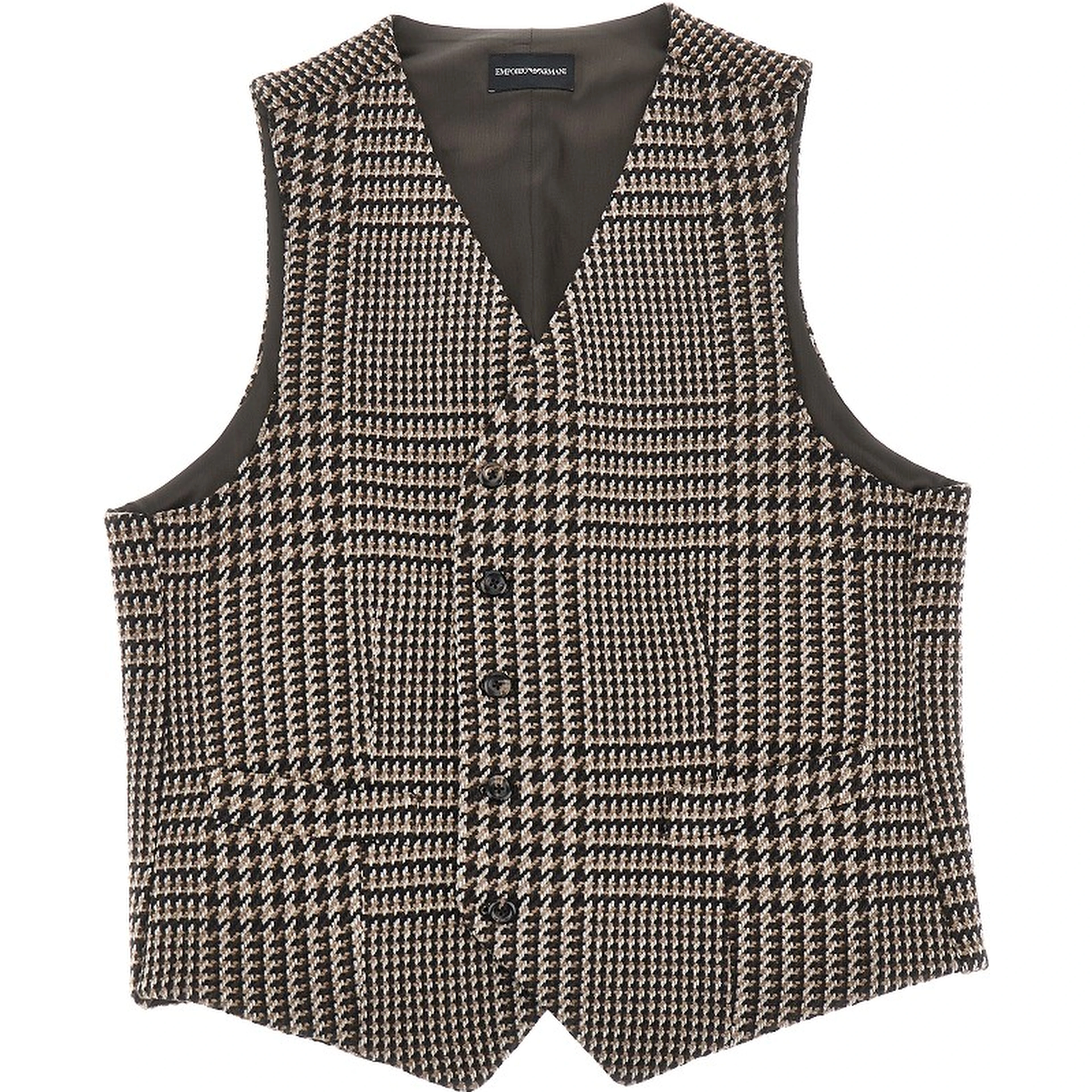 Houndstooth wool-blend vest