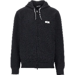 Piquet jersey full-zip hoodie