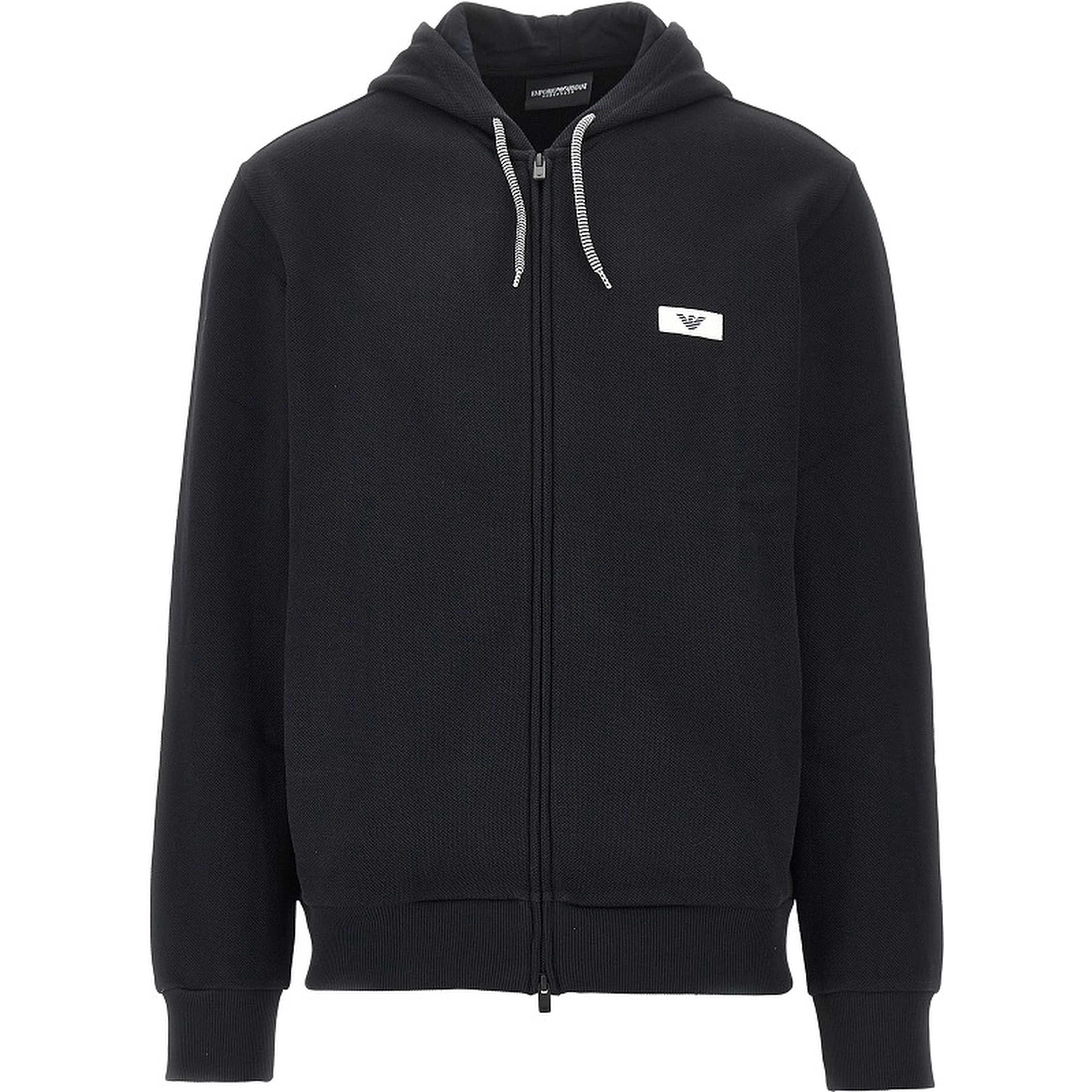 Piquet jersey full-zip hoodie