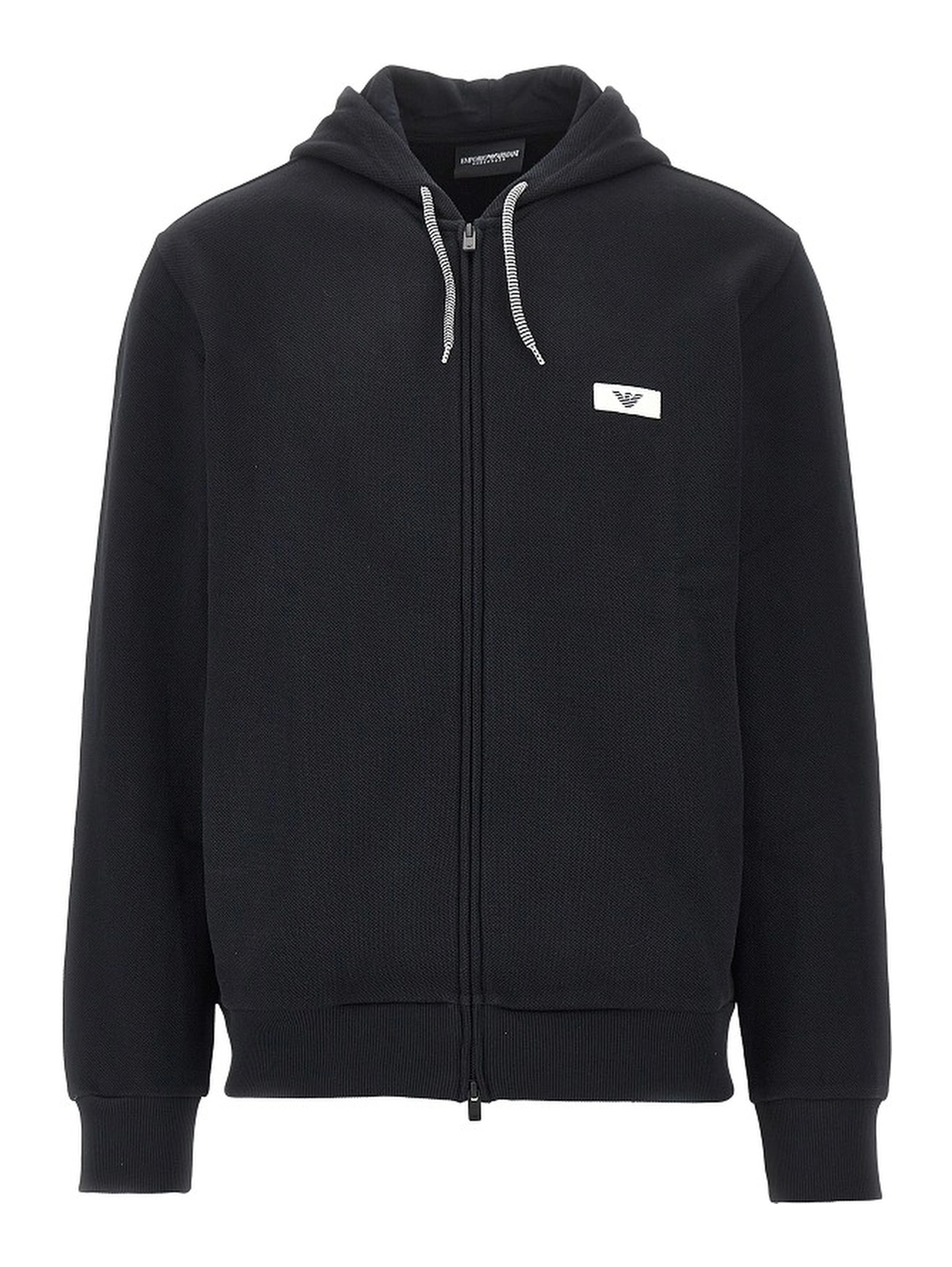 Piquet jersey full-zip hoodie