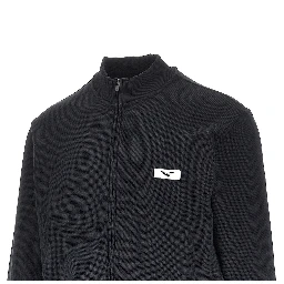 Piquet jersey full-zip sweatshirt