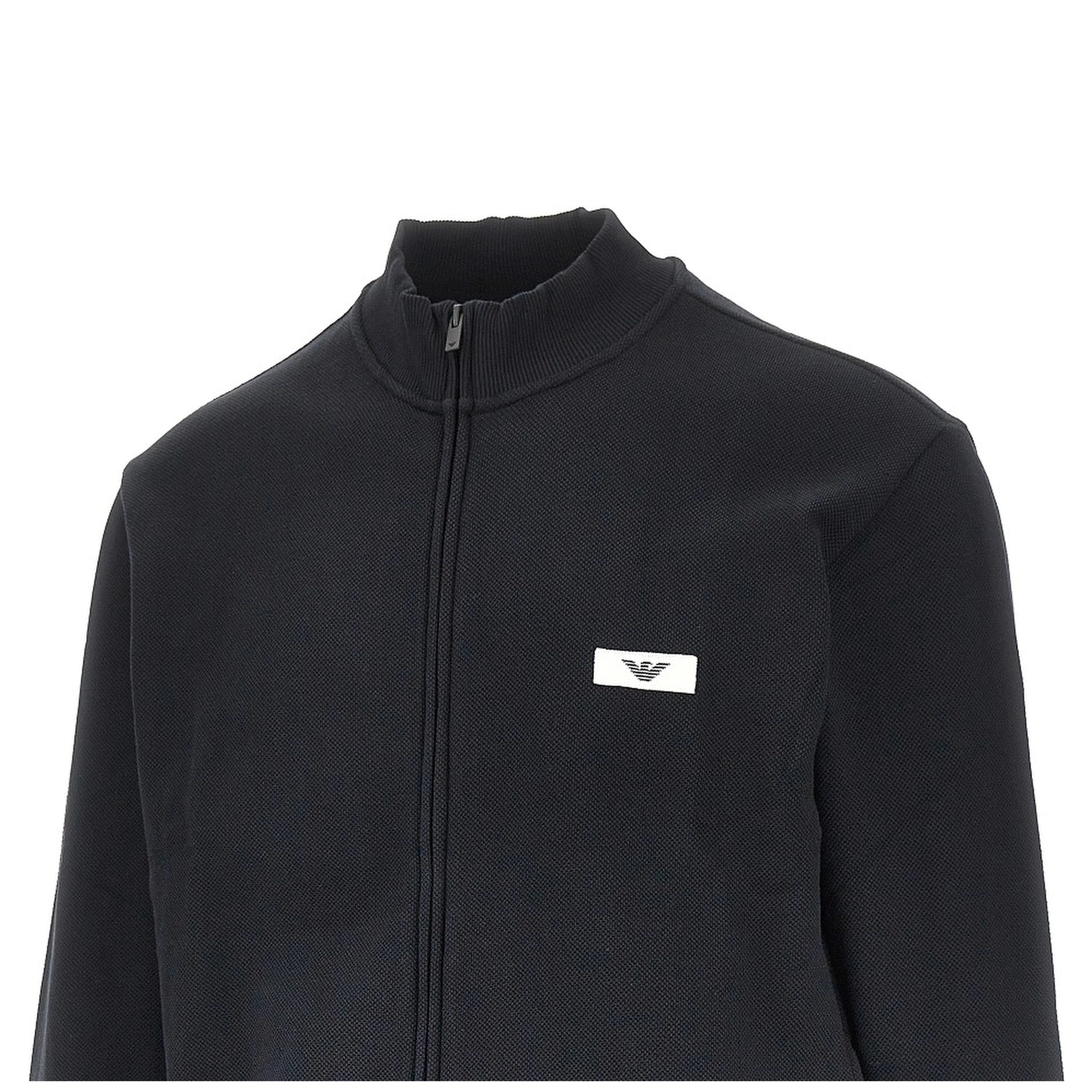 Piquet jersey full-zip sweatshirt