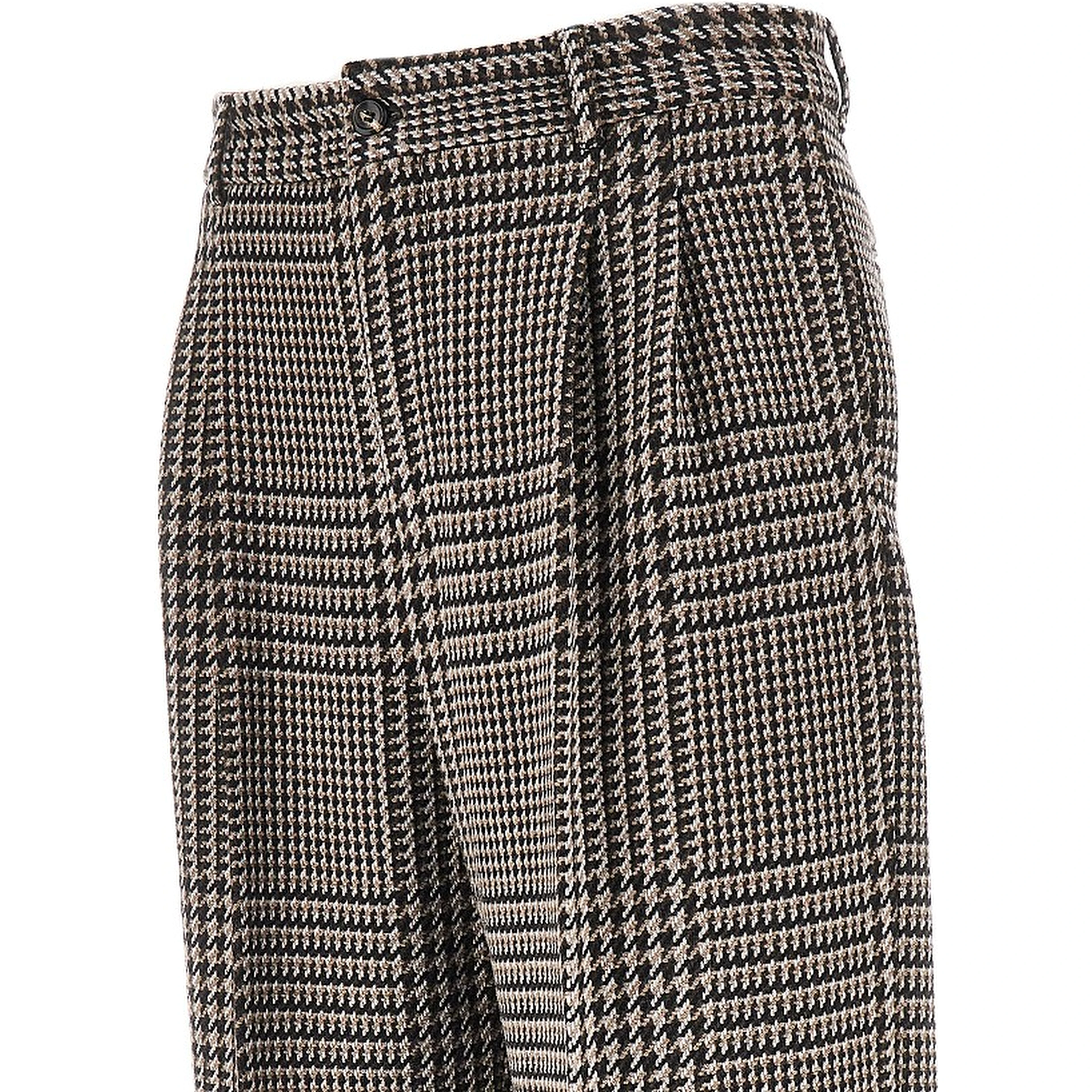 Houndstooth wool-blend tailored pants
