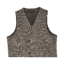 Houndstooth wool-blend vest