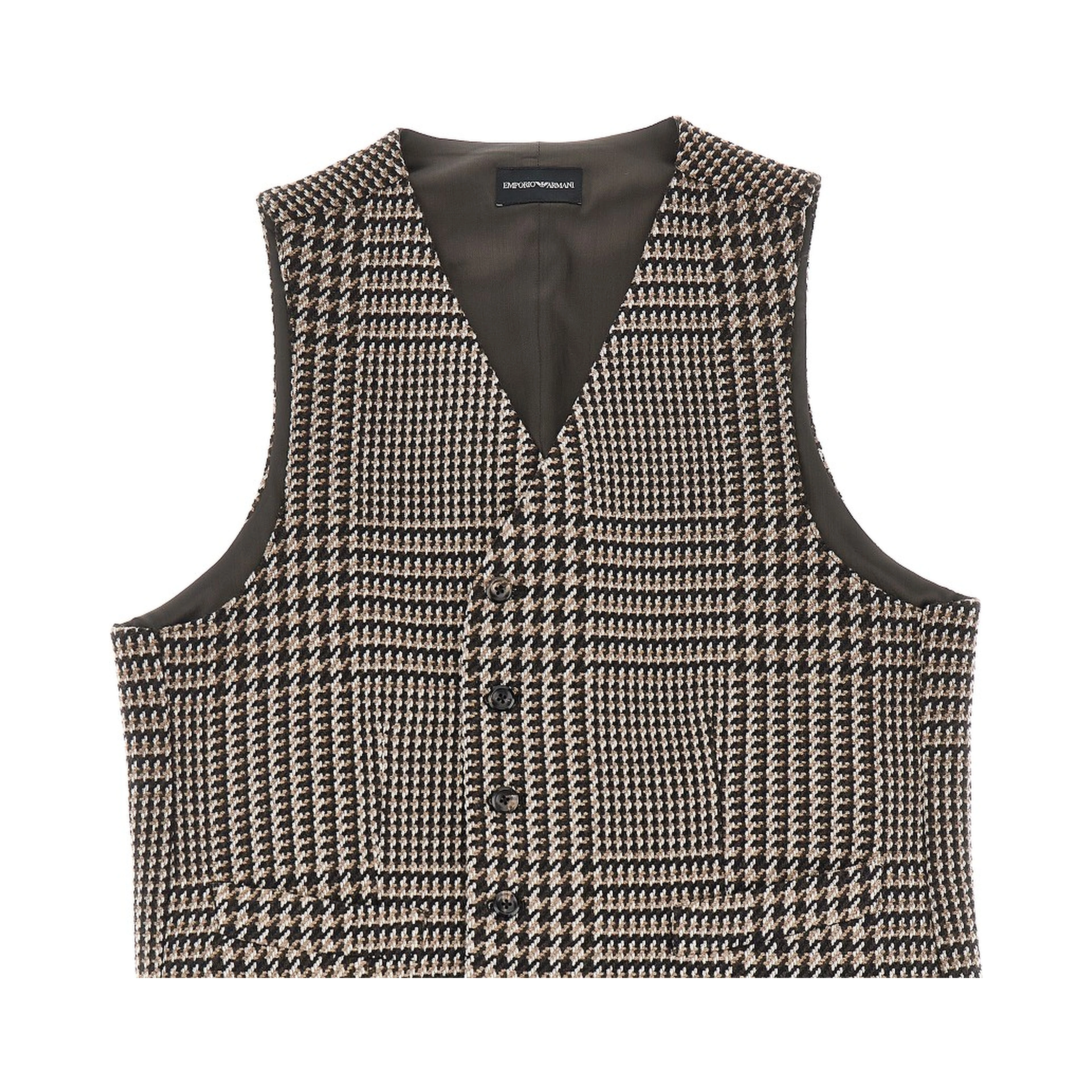 Houndstooth wool-blend vest