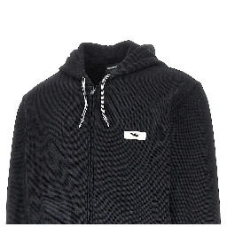 Piquet jersey full-zip hoodie