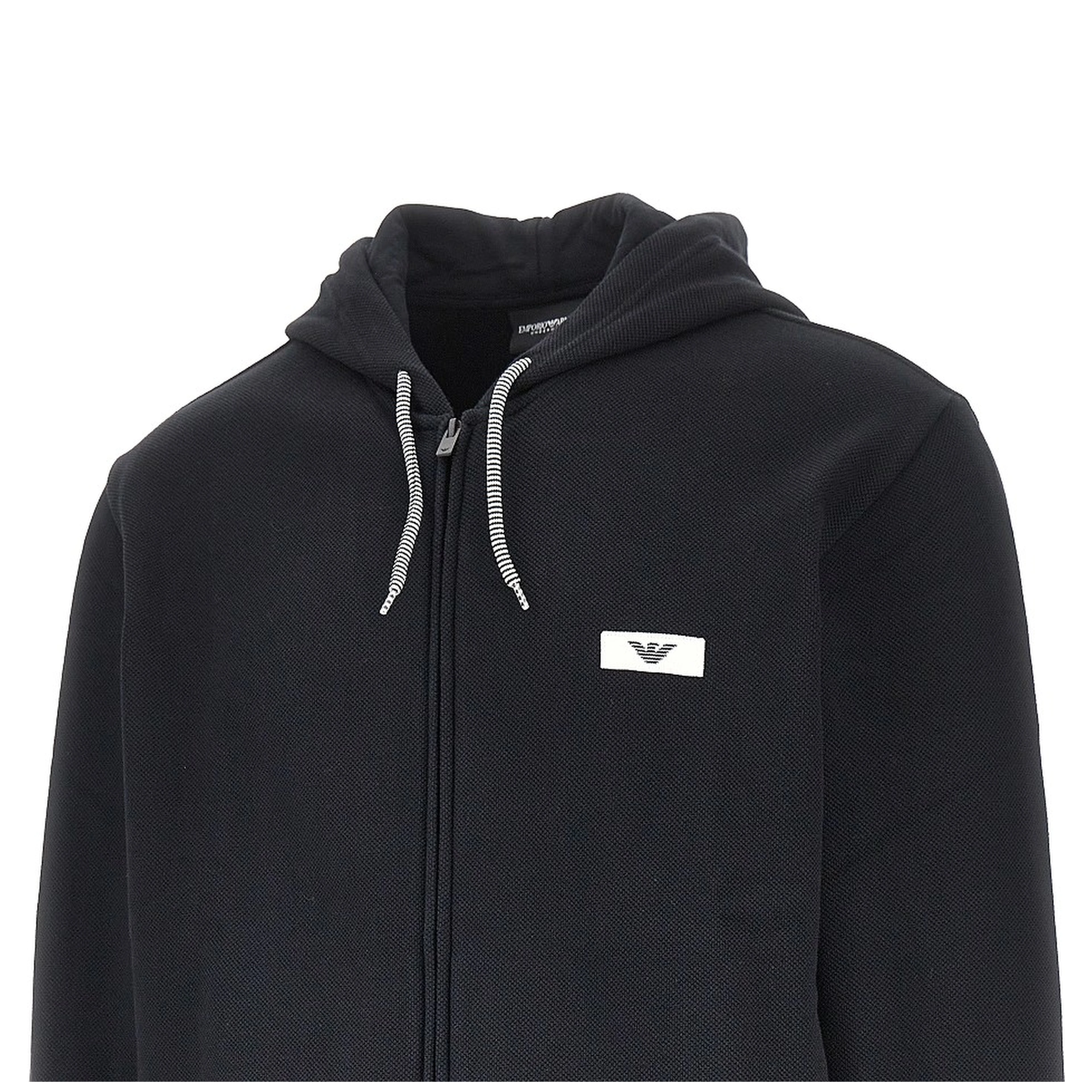 Piquet jersey full-zip hoodie