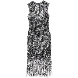 Fringed knit midi dress
