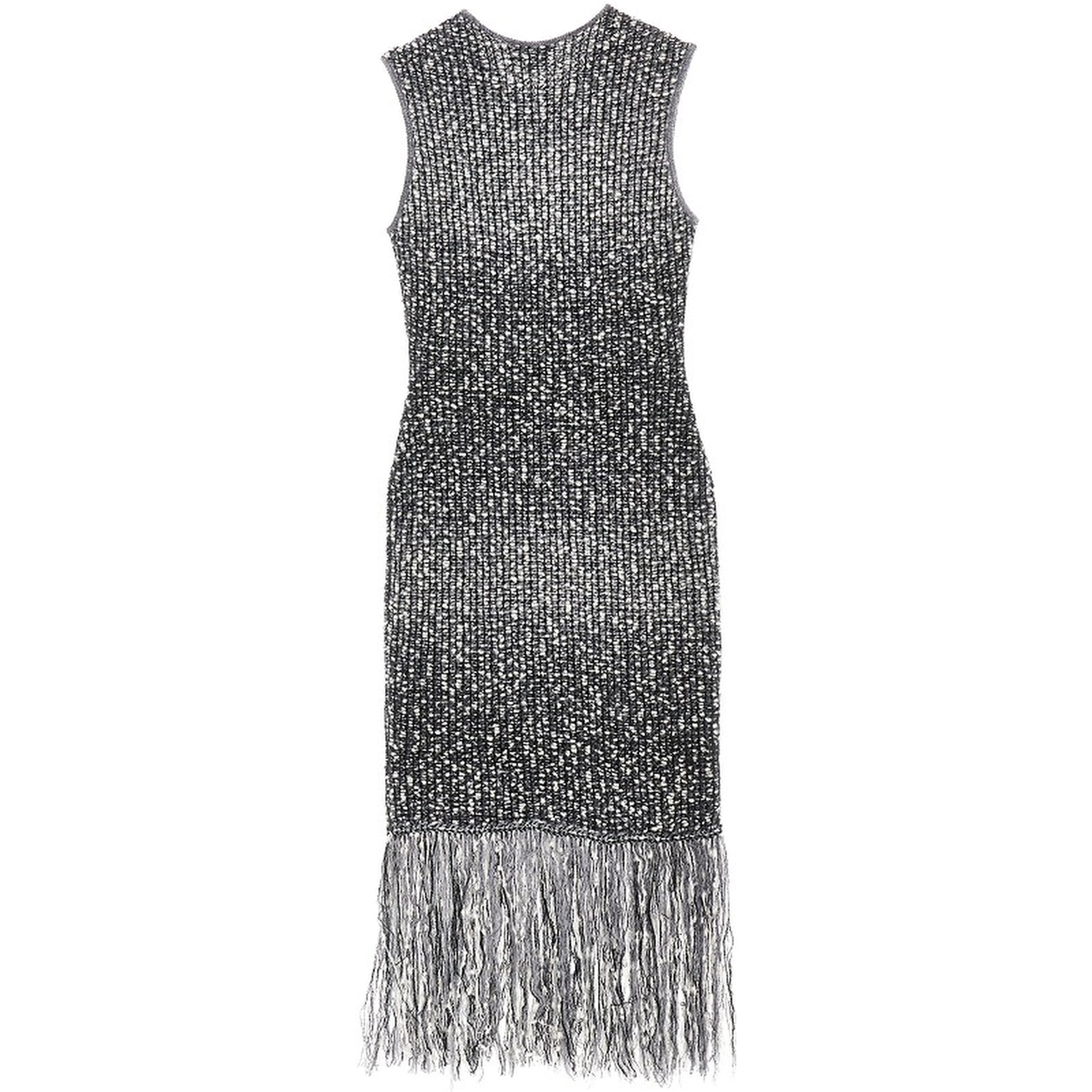 Fringed knit midi dress