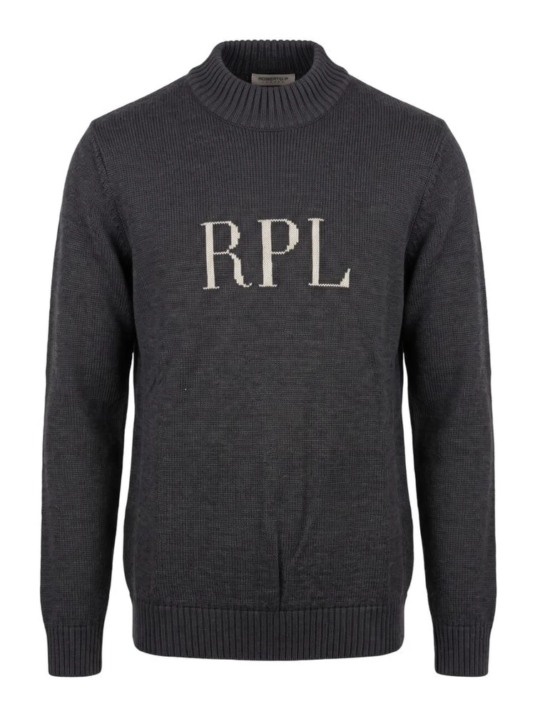 Grey Wool Men Sweater