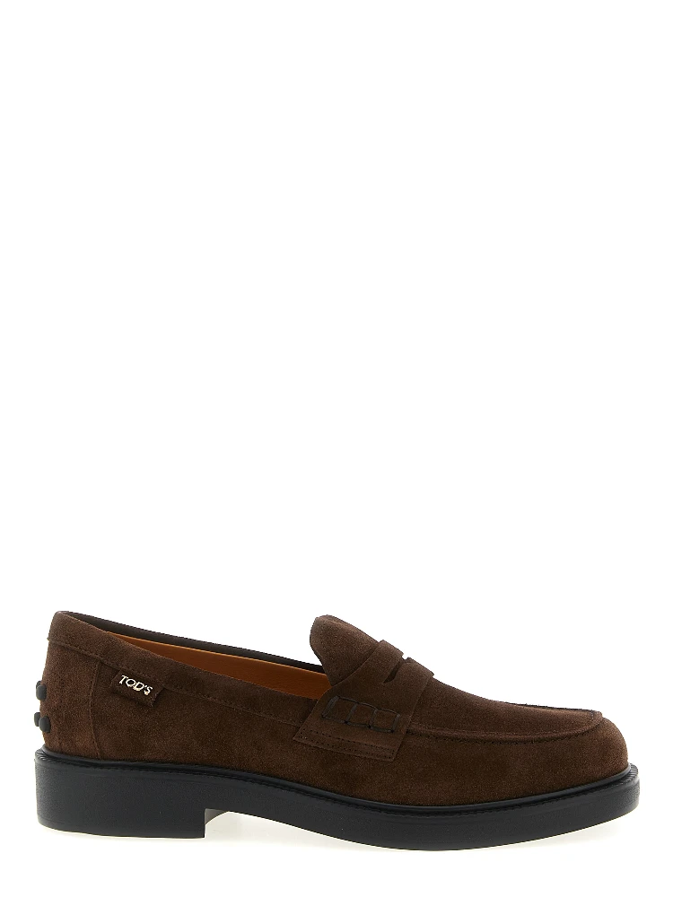 Brown Calfskin Slip-On Loafers