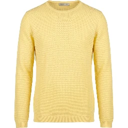 Yellow Cotton Men Sweater