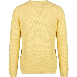 Yellow Cotton Men Sweater
