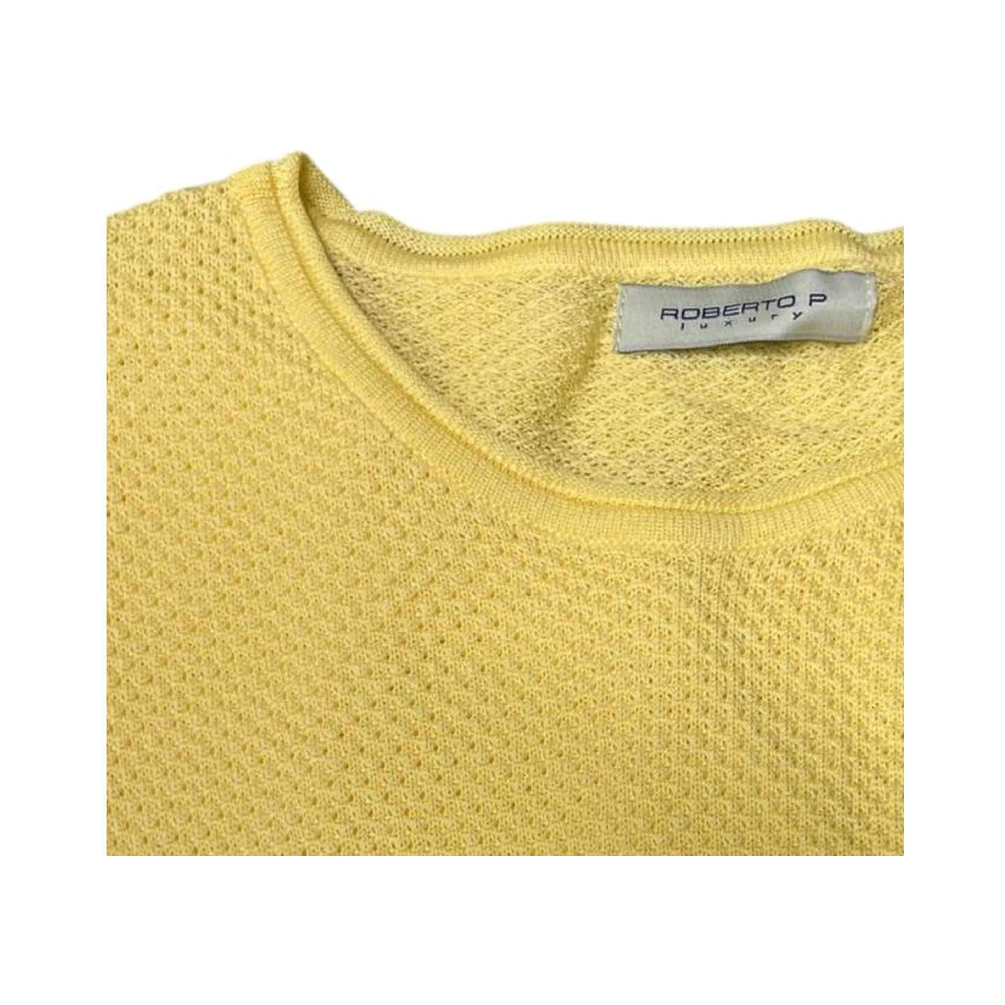 Yellow Cotton Men Sweater