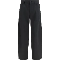 Black Polyester Casual Pants