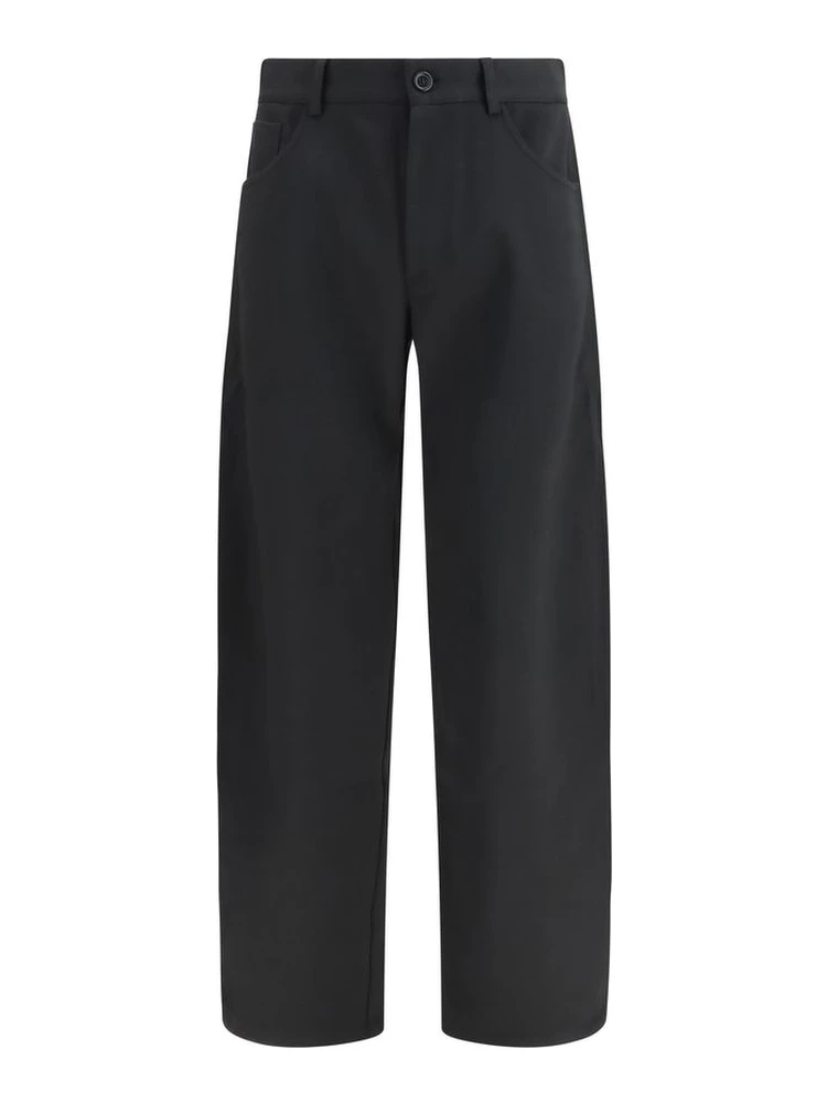 Black Polyester Casual Pants