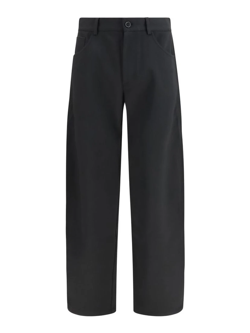 Black Polyester Casual Pants