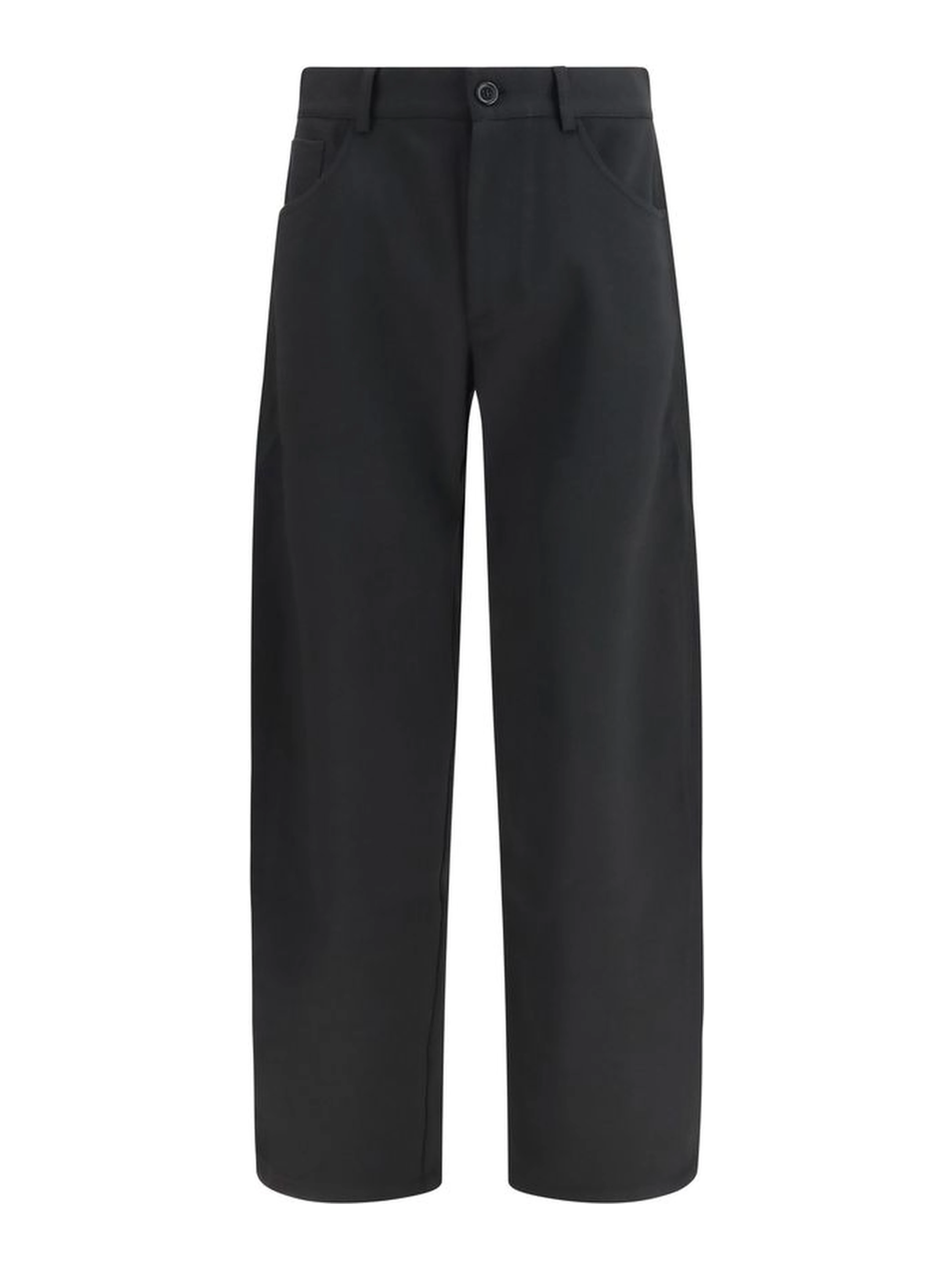 Black Polyester Casual Pants