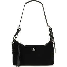 Black Suede Leather Shoulder Bag
