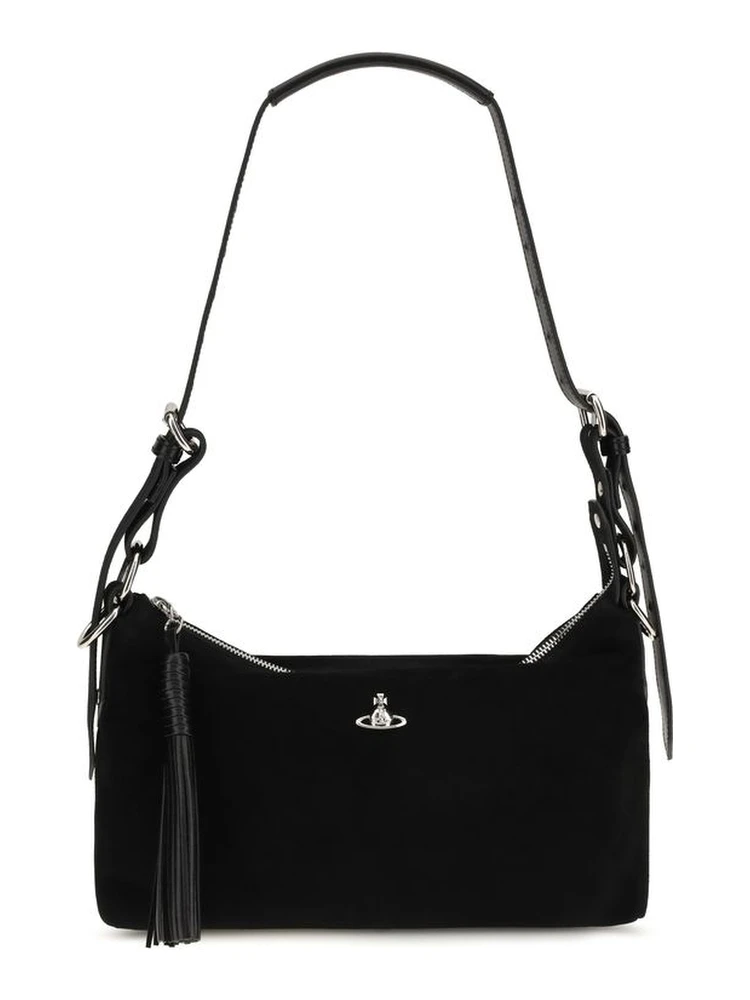 Black Suede Leather Shoulder Bag