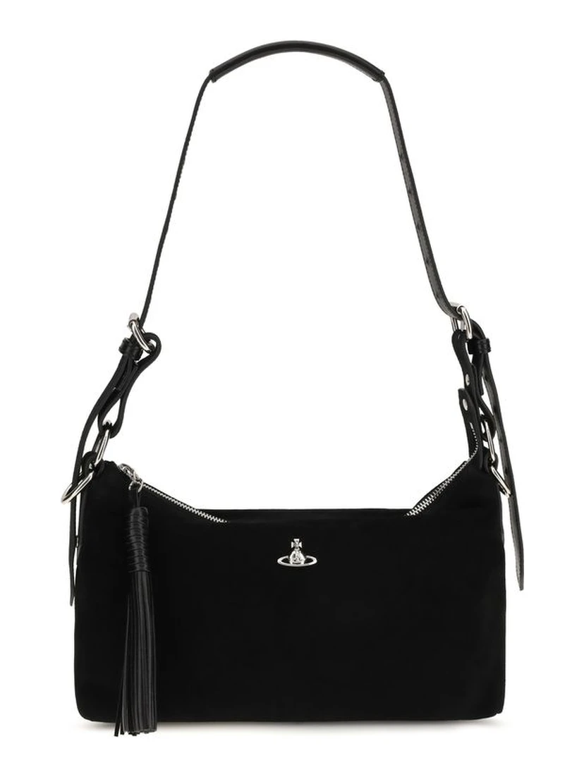 Black Suede Leather Shoulder Bag