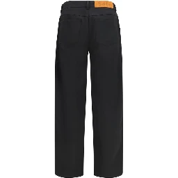 Black Polyester Casual Pants