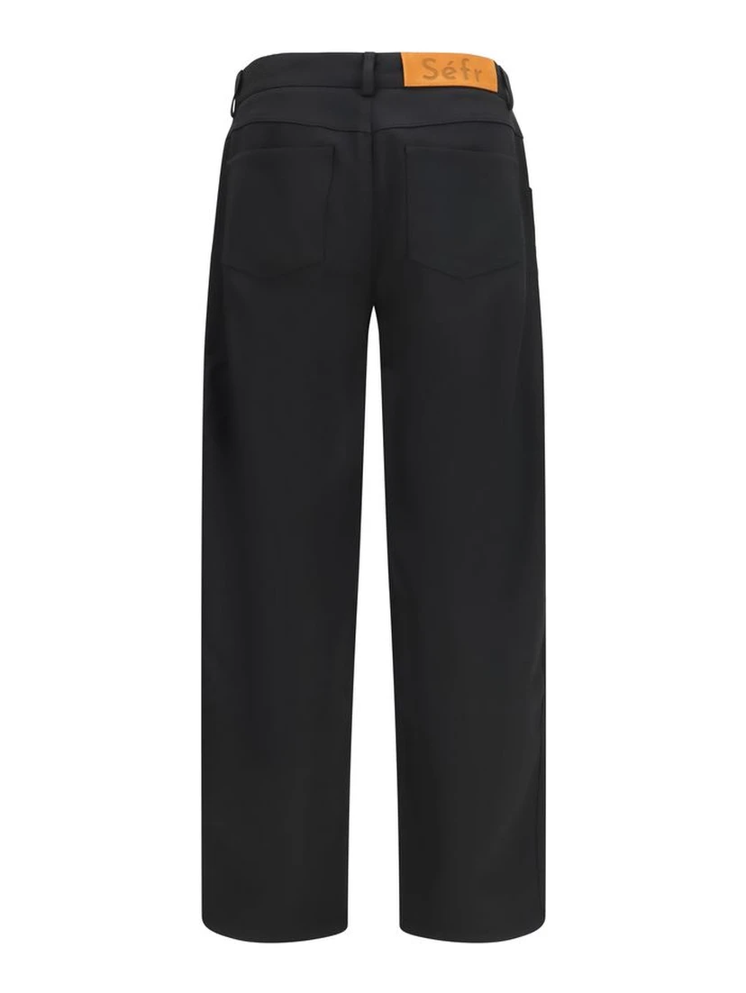 Black Polyester Casual Pants