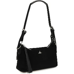 Black Suede Leather Shoulder Bag