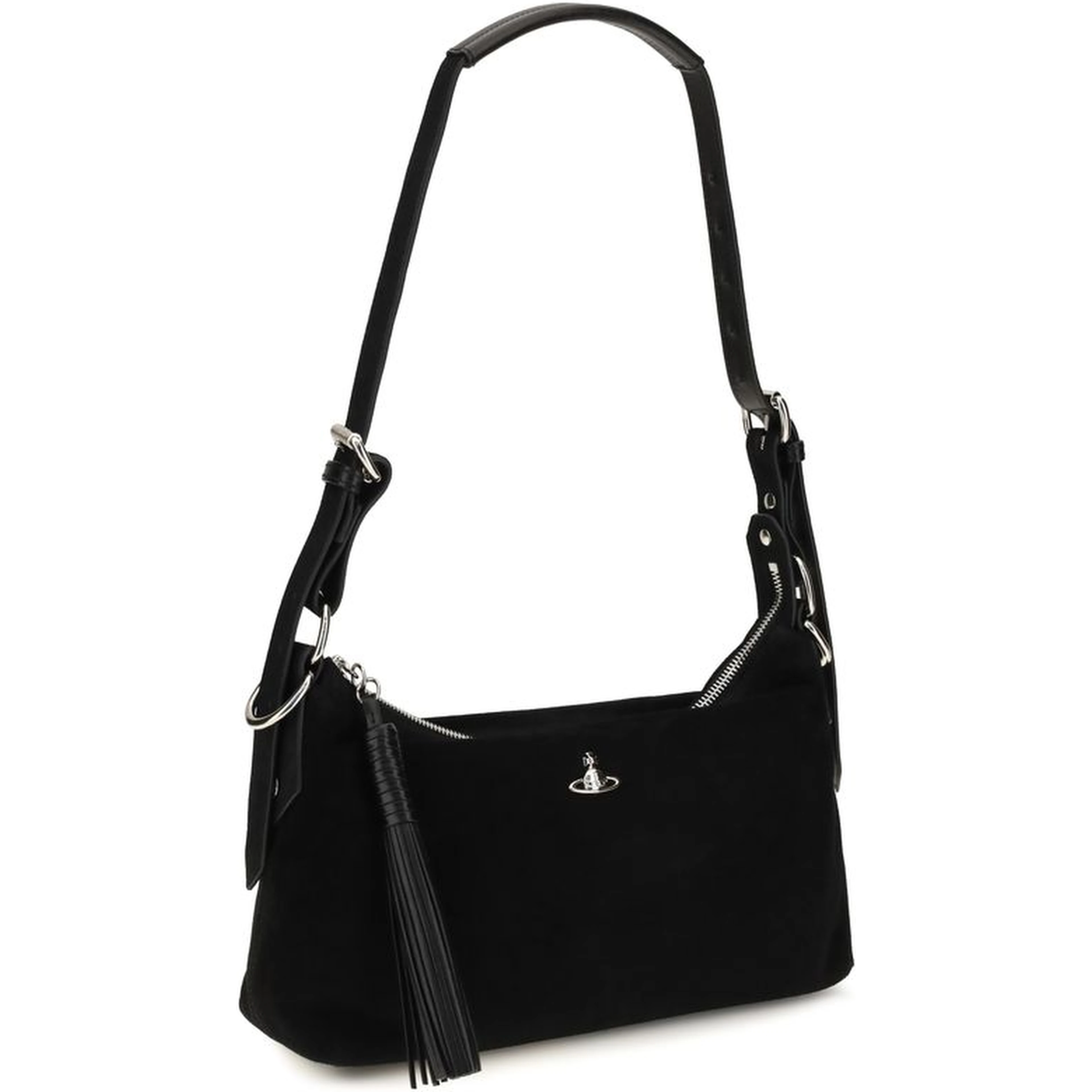 Black Suede Leather Shoulder Bag