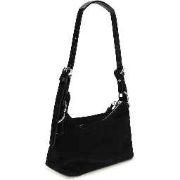 Black Suede Leather Shoulder Bag