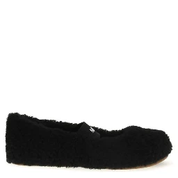 Black Fur Ballet Flats