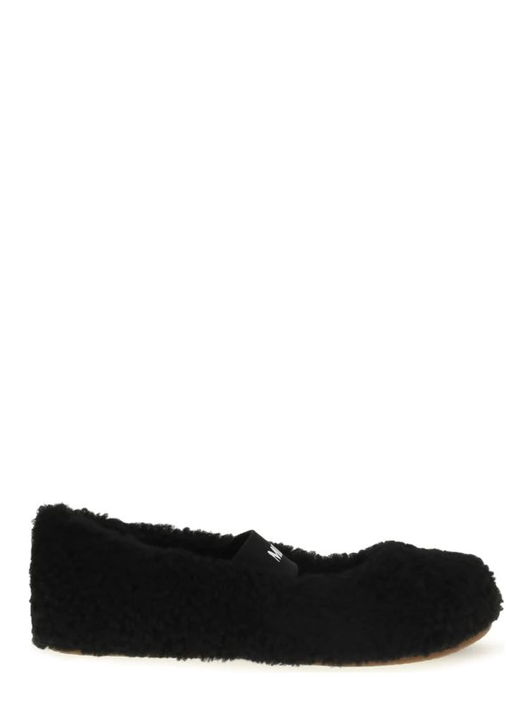 Black Fur Ballet Flats