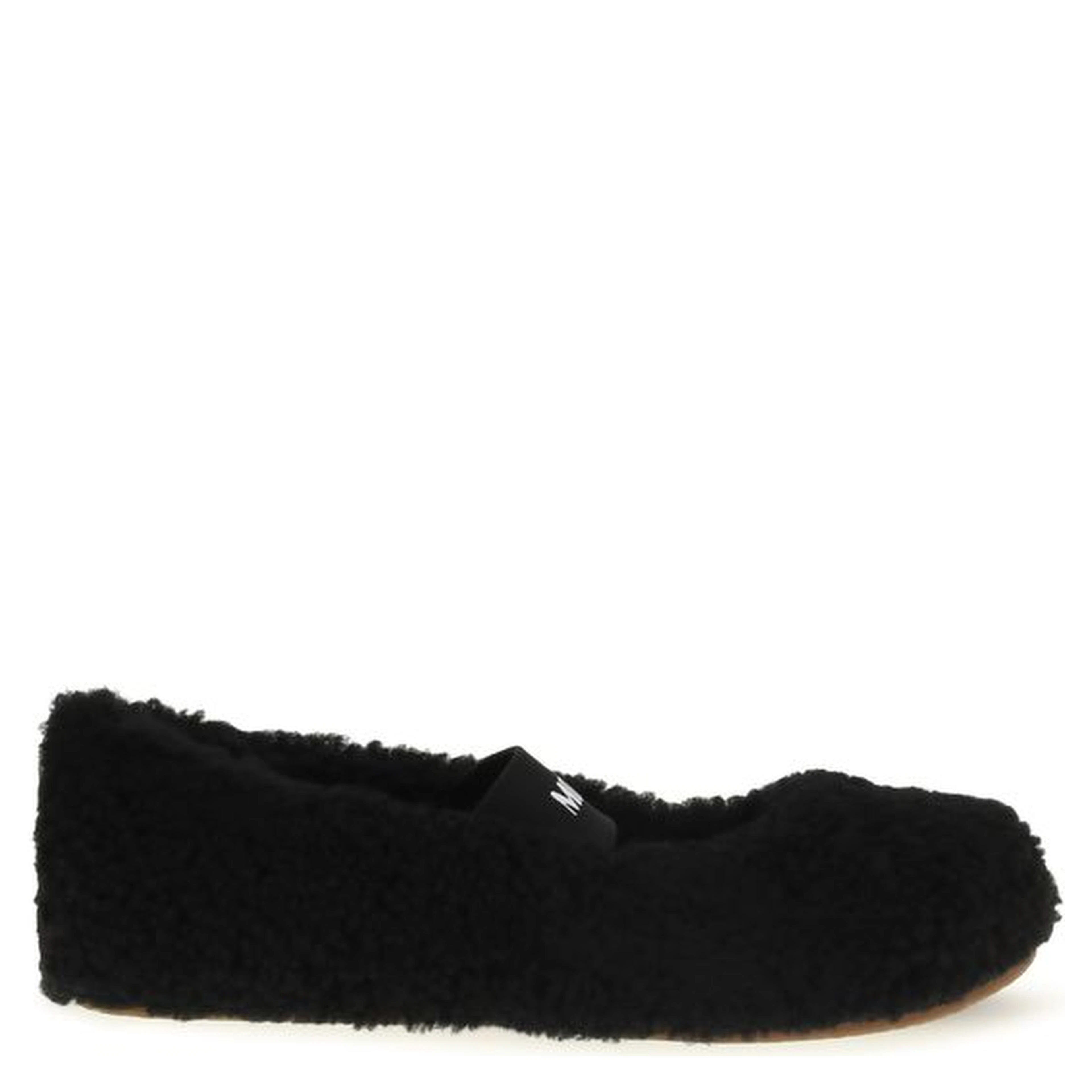 Black Fur Ballet Flats