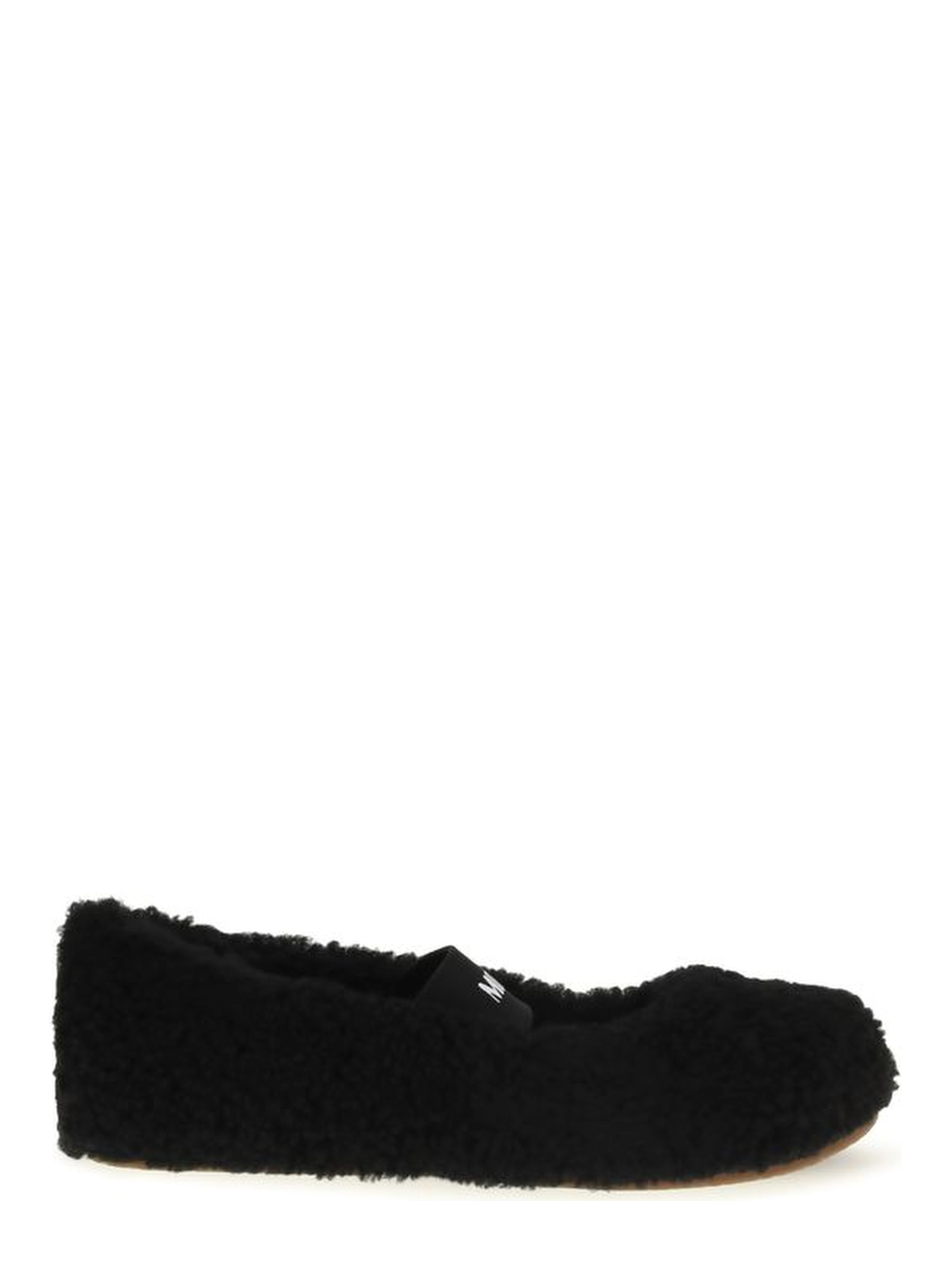 Black Fur Ballet Flats