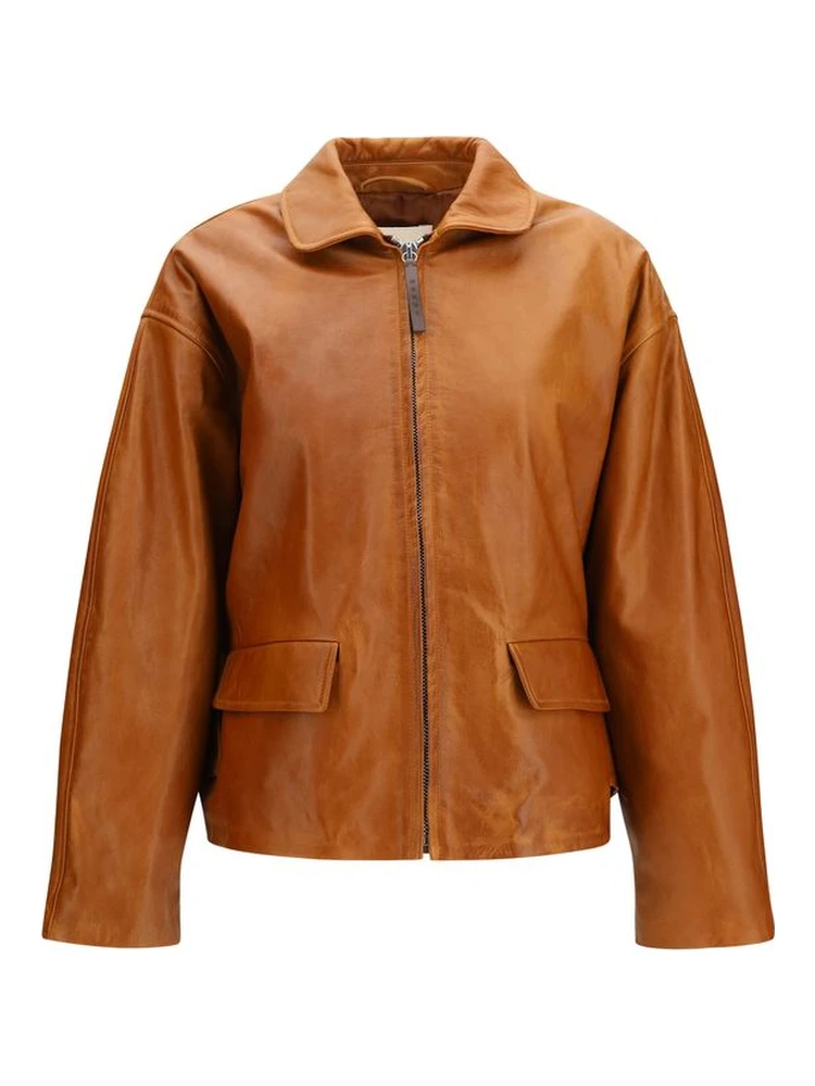 Brown Calf Leather Bos Taurus Leather Jacket
