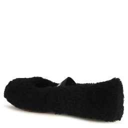Black Fur Ballet Flats