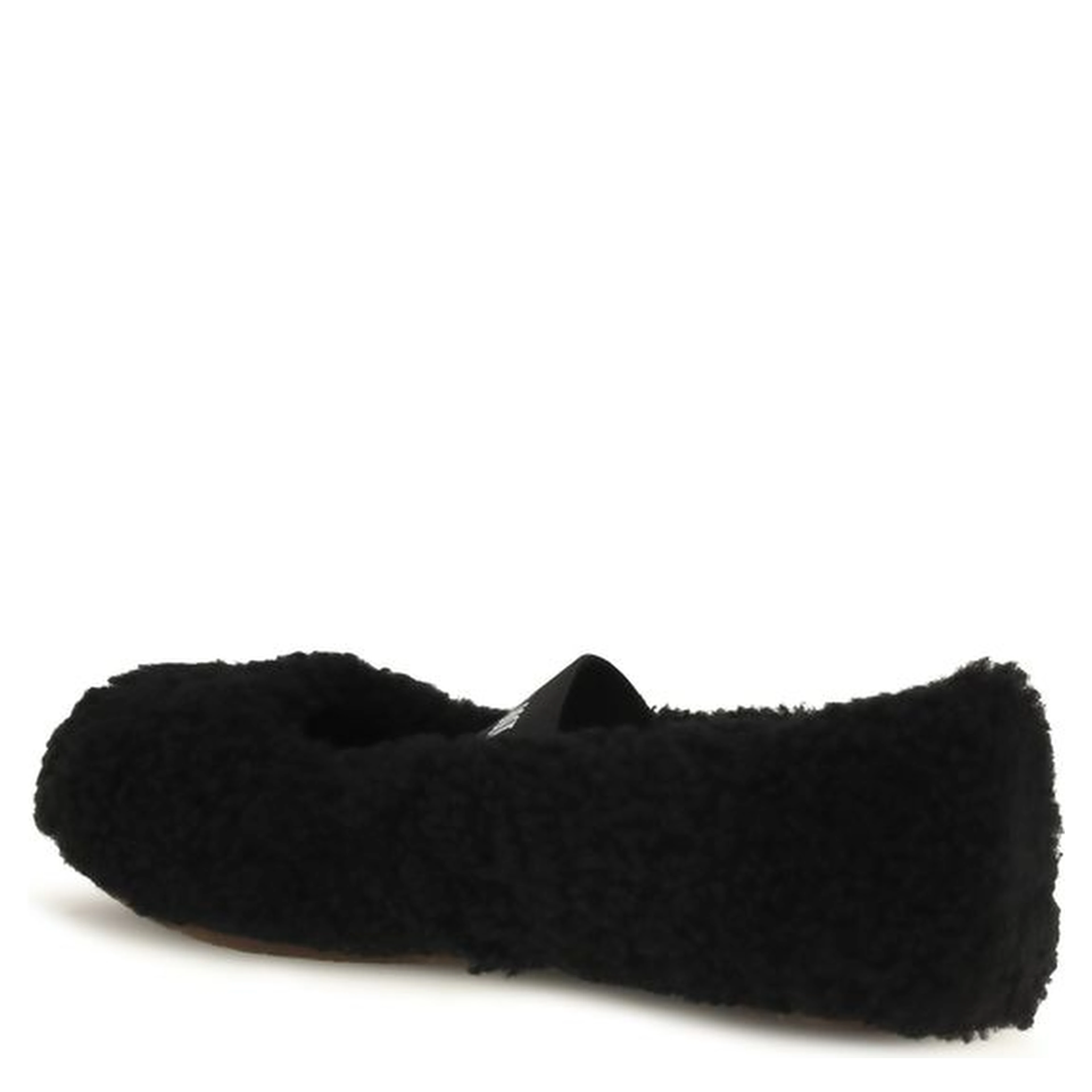 Black Fur Ballet Flats