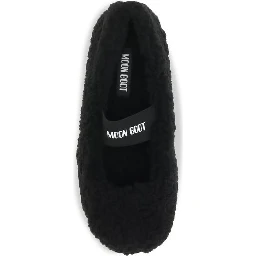 Black Fur Ballet Flats