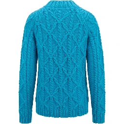 Blue Cotton Men Sweater