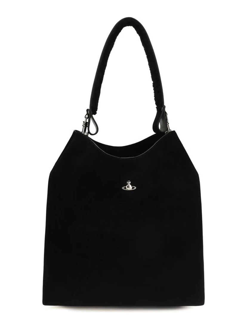 Black Suede Leather Shoulder Bag