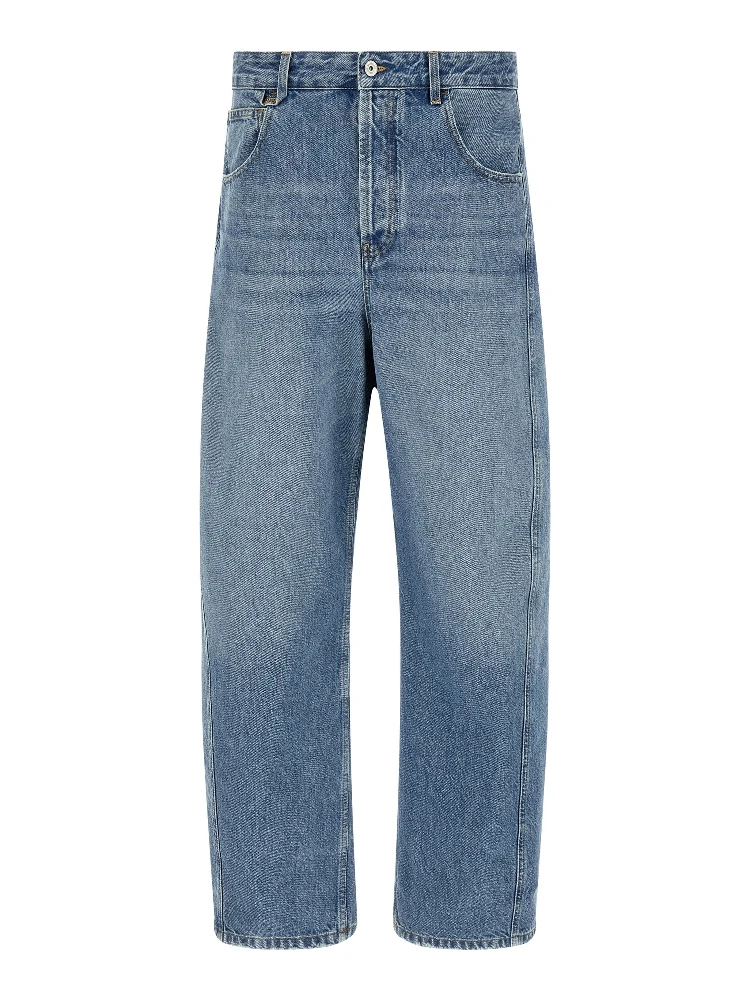 Blue Cotton High-Waisted Jean