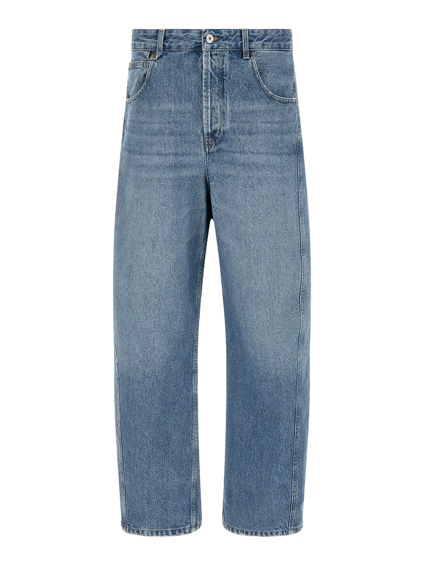 Blue Cotton High-Waisted Jean