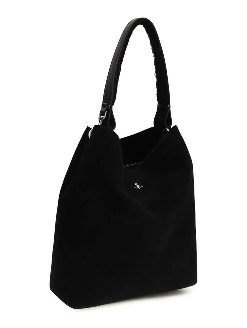 Black Suede Leather Shoulder Bag